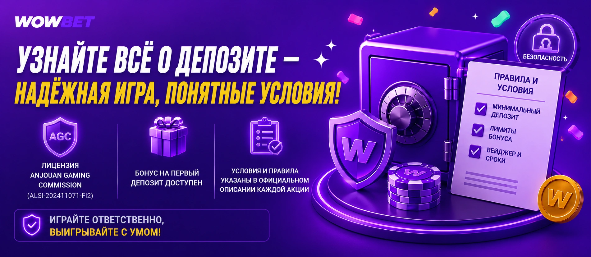 Депозиты Wowbet с условиями для Казахстана
