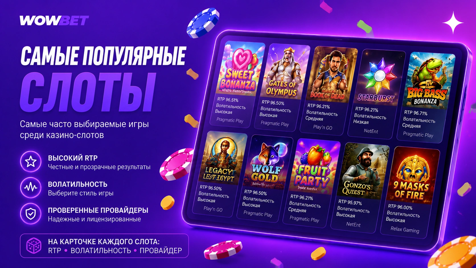 Популярные слоты Wowbet для игроков Казахстана